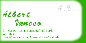 albert vancso business card